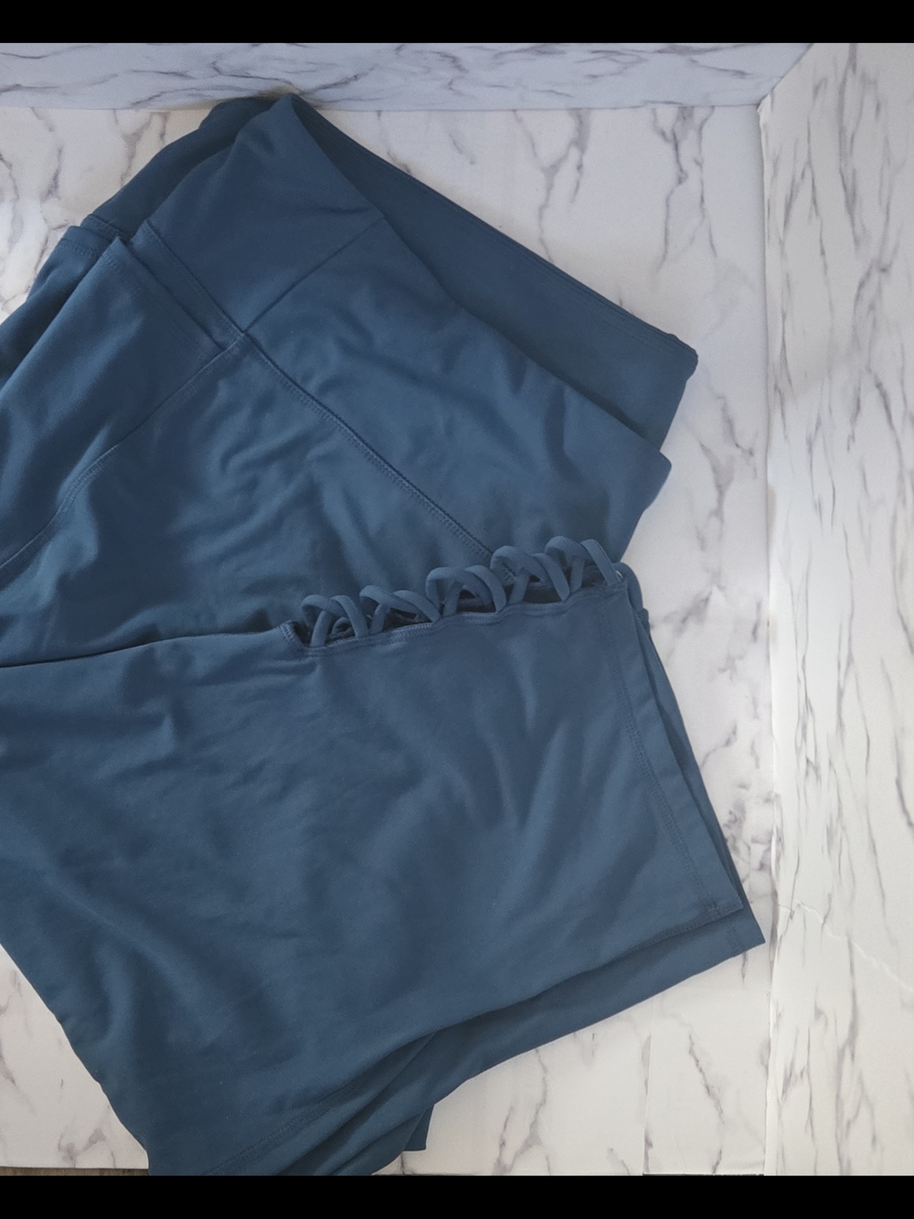 Livi Active Teal Blue High-Rise Leggings with Side Lattice Detail